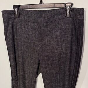 BLACK Saks Fifth Avenue heathered gray trousers black ribbon-stripe Size 8